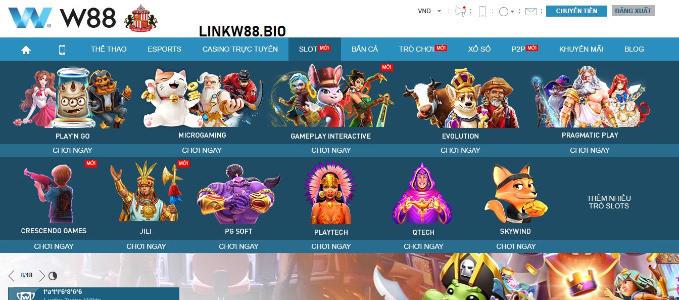Khám phá slots Game W88